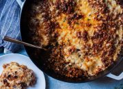 lentil panggang bawang Perancis dan farro