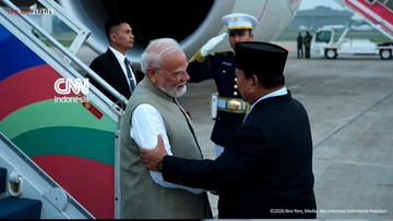 momen-pm-india-tiba-di-jakarta,-disambut-prabowo